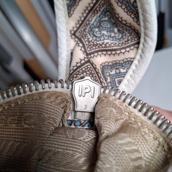 Vintage RARE Prada Hobo Handbag Blue Brown Paisley Nylon Leather Trim Medium - Picture 15 of 16